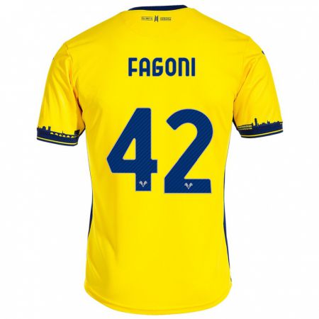 Kandiny Bambino Maglia Marco Fagoni #42 Giallo Kit Gara Away 2023/24 Maglietta