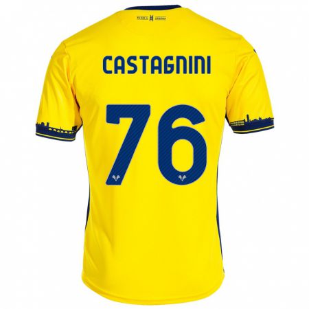 Kandiny Bambino Maglia Mirko Castagnini #76 Giallo Kit Gara Away 2023/24 Maglietta