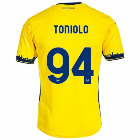 Kandiny Bambino Maglia Giacomo Toniolo #94 Giallo Kit Gara Away 2023/24 Maglietta