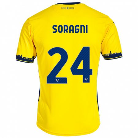 Kandiny Bambino Maglia Alberto Soragni #24 Giallo Kit Gara Away 2023/24 Maglietta