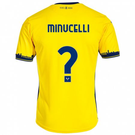 Kandiny Bambino Maglia Filippo Minucelli #0 Giallo Kit Gara Away 2023/24 Maglietta