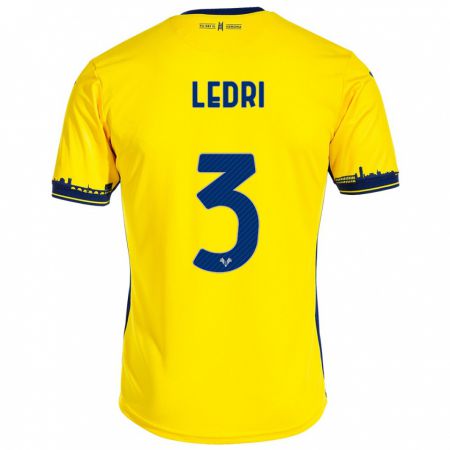 Kandiny Bambino Maglia Michela Ledri #3 Giallo Kit Gara Away 2023/24 Maglietta