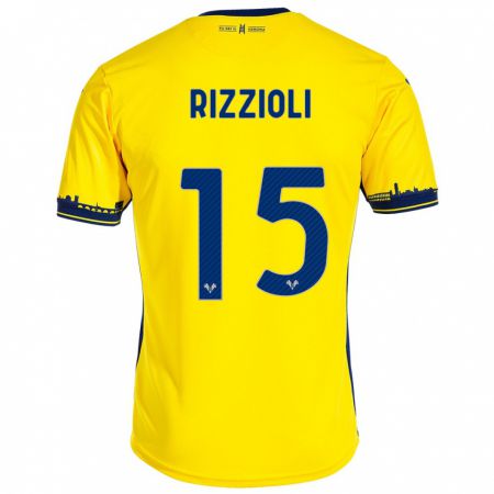 Kandiny Bambino Maglia Gaia Rizzioli #15 Giallo Kit Gara Away 2023/24 Maglietta