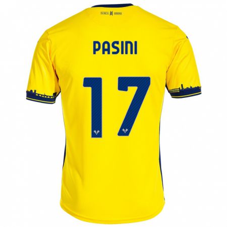 Kandiny Bambino Maglia Veronica Pasini #17 Giallo Kit Gara Away 2023/24 Maglietta