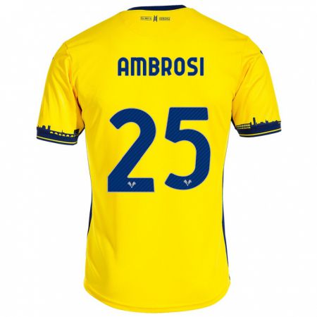 Kandiny Bambino Maglia Caterina Ambrosi #25 Giallo Kit Gara Away 2023/24 Maglietta