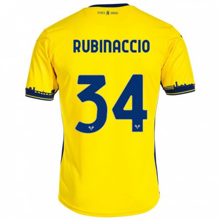 Kandiny Bambino Maglia Nikol Rubinaccio #34 Giallo Kit Gara Away 2023/24 Maglietta