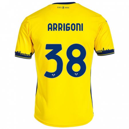 Kandiny Bambino Maglia Arrigoni #38 Giallo Kit Gara Away 2023/24 Maglietta