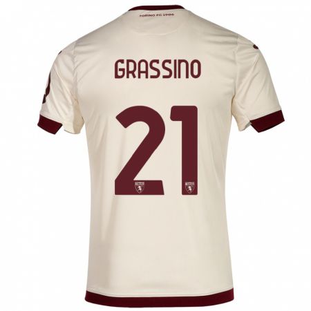 Kandiny Bambino Maglia Giulia Grassino #21 Champagne Kit Gara Away 2023/24 Maglietta