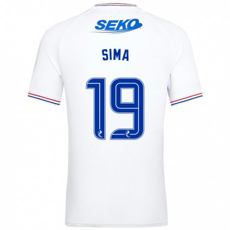 Kandiny Bambino Maglia Abdallah Sima #19 Bianco Kit Gara Away 2023/24 Maglietta