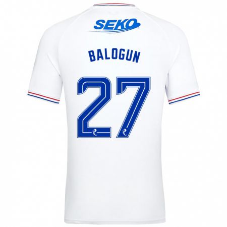 Kandiny Bambino Maglia Leon Balogun #27 Bianco Kit Gara Away 2023/24 Maglietta