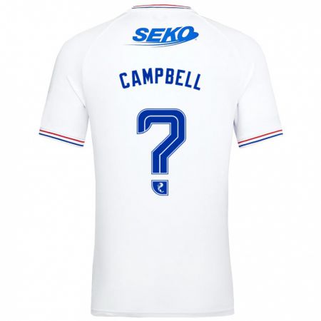 Kandiny Bambino Maglia Connor Campbell #0 Bianco Kit Gara Away 2023/24 Maglietta