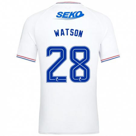 Kandiny Bambino Maglia Emma Watson #28 Bianco Kit Gara Away 2023/24 Maglietta