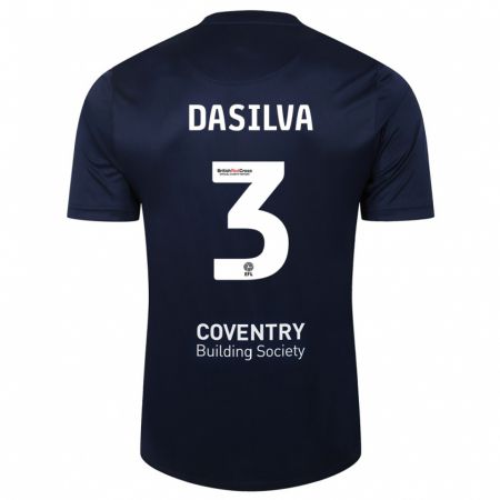 Kandiny Bambino Maglia Jay Dasilva #3 Marina Rossa Kit Gara Away 2023/24 Maglietta