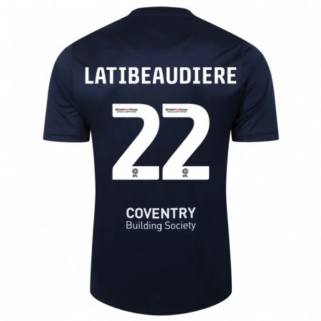 Kandiny Kinder Joel Latibeaudiere #22 Rote Marine Auswärtstrikot Trikot 2023/24 T-Shirt Österreich