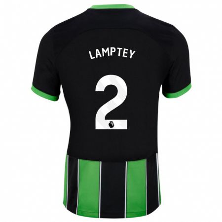 Kandiny Bambino Maglia Tariq Lamptey #2 Nero Verde Kit Gara Away 2023/24 Maglietta