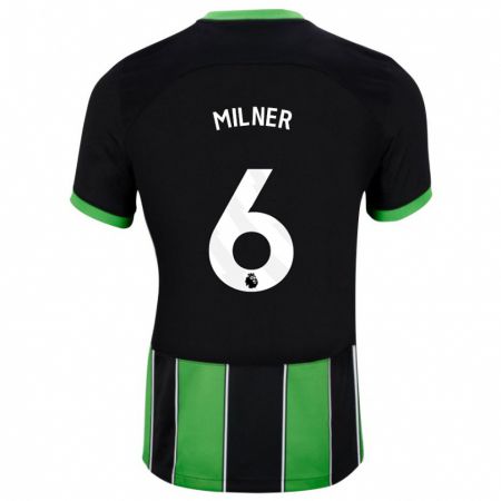 Kandiny Bambino Maglia James Milner #6 Nero Verde Kit Gara Away 2023/24 Maglietta