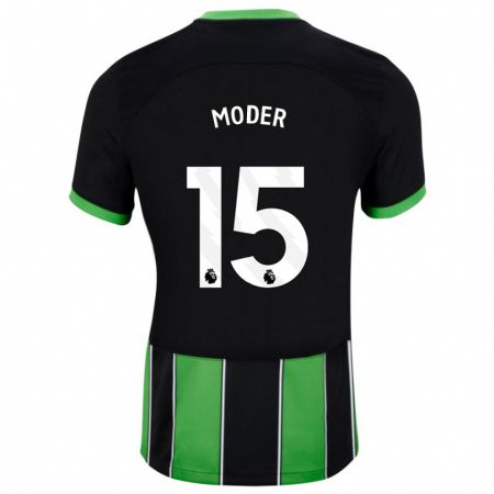 Kandiny Bambino Maglia Jakub Moder #15 Nero Verde Kit Gara Away 2023/24 Maglietta