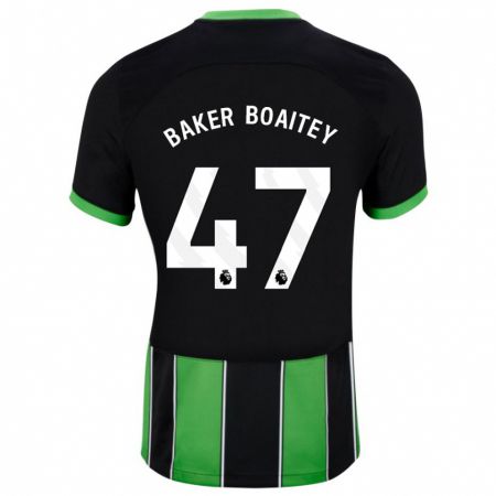 Kandiny Bambino Maglia Benicio Baker-Boaitey #47 Nero Verde Kit Gara Away 2023/24 Maglietta