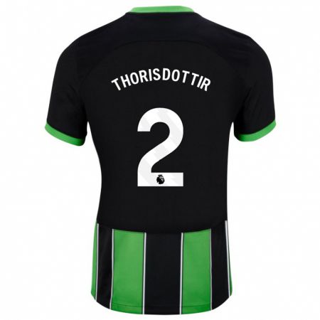 Kandiny Bambino Maglia Maria Thorisdottir #2 Nero Verde Kit Gara Away 2023/24 Maglietta