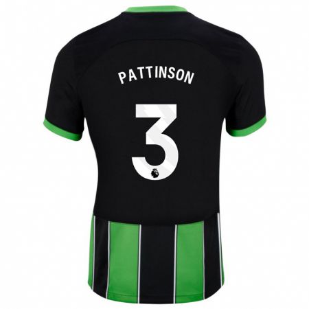 Kandiny Bambino Maglia Poppy Pattinson #3 Nero Verde Kit Gara Away 2023/24 Maglietta