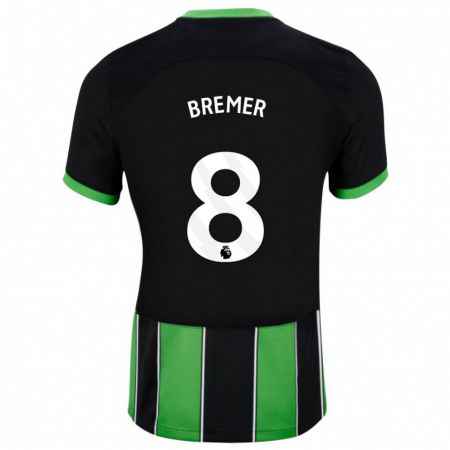 Kandiny Niño Camiseta Pauline Bremer #8 Verde Negro 2ª Equipación 2023/24 La Camisa