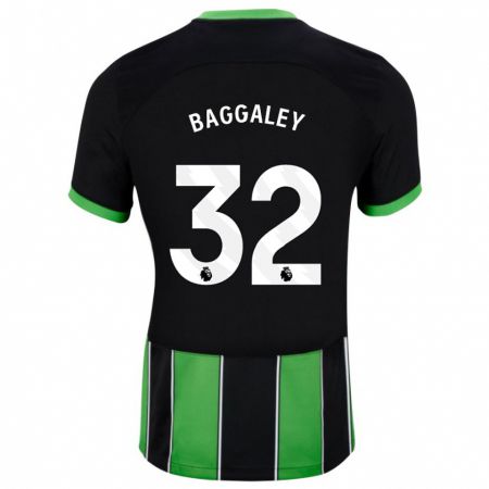 Kandiny Bambino Maglia Sophie Baggaley #32 Nero Verde Kit Gara Away 2023/24 Maglietta