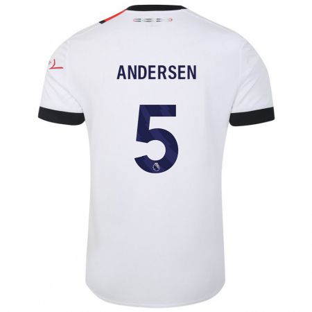 Kandiny Kinderen Mads Andersen #5 Wit Uitshirt Uittenue 2023/24 T-Shirt België