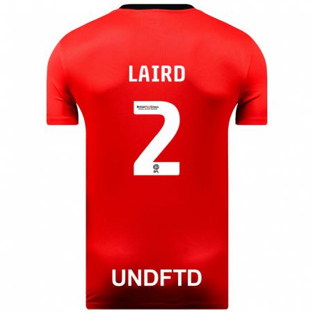 Kandiny Bambino Maglia Ethan Laird #2 Rosso Kit Gara Away 2023/24 Maglietta