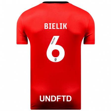 Kandiny Niño Camiseta Krystian Bielik #6 Rojo 2ª Equipación 2023/24 La Camisa