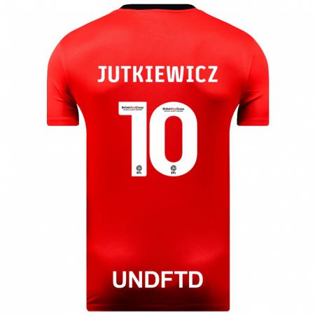 Kandiny Bambino Maglia Lukas Jutkiewicz #10 Rosso Kit Gara Away 2023/24 Maglietta