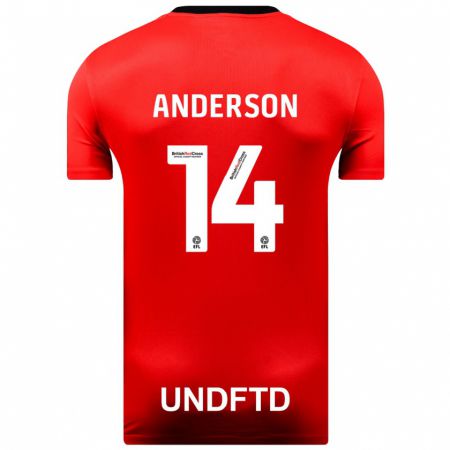 Kandiny Bambino Maglia Keshi Anderson #14 Rosso Kit Gara Away 2023/24 Maglietta