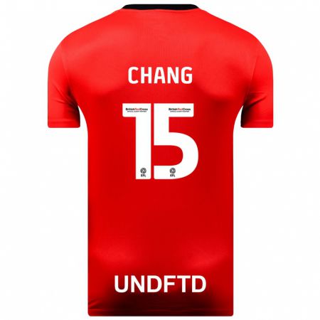 Kandiny Bambino Maglia Alfie Chang #15 Rosso Kit Gara Away 2023/24 Maglietta