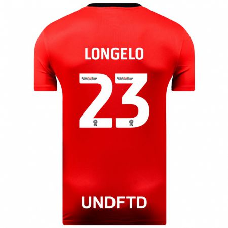 Kandiny Bambino Maglia Emmanuel Longelo #23 Rosso Kit Gara Away 2023/24 Maglietta