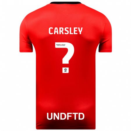 Kandiny Bambino Maglia Luke Carsley #0 Rosso Kit Gara Away 2023/24 Maglietta