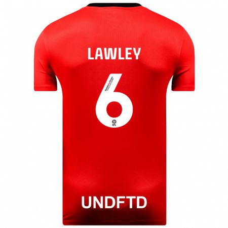 Kandiny Bambino Maglia Gemma Lawley #6 Rosso Kit Gara Away 2023/24 Maglietta