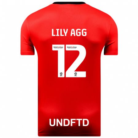 Kandiny Bambino Maglia Lily Agg #12 Rosso Kit Gara Away 2023/24 Maglietta