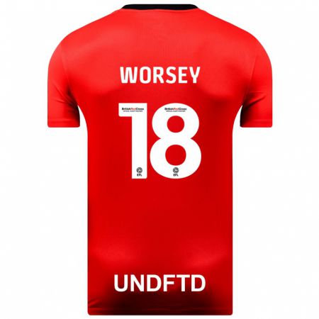 Kandiny Bambino Maglia Louanne Worsey #18 Rosso Kit Gara Away 2023/24 Maglietta