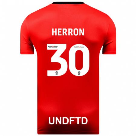 Kandiny Bambino Maglia Neve Herron #30 Rosso Kit Gara Away 2023/24 Maglietta