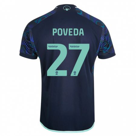 Kandiny Kinderen Ian Poveda #27 Blauw Uitshirt Uittenue 2023/24 T-Shirt België