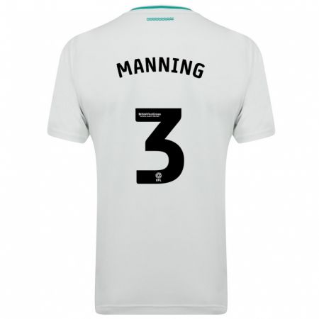 Kandiny Bambino Maglia Ryan Manning #3 Bianco Kit Gara Away 2023/24 Maglietta