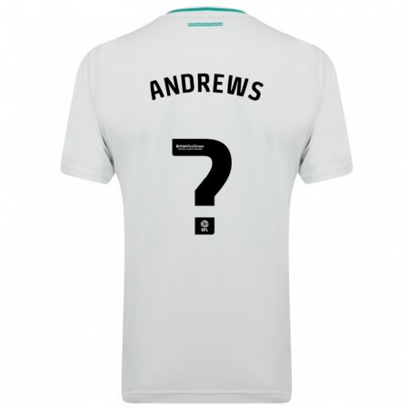 Kandiny Bambino Maglia Joe Andrews #0 Bianco Kit Gara Away 2023/24 Maglietta