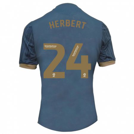 Kandiny Bambino Maglia Chelsea Herbert #24 Verde Acqua Scuro Kit Gara Away 2023/24 Maglietta