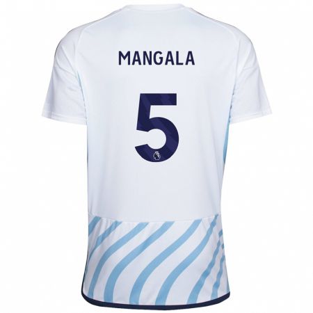 Kandiny Bambino Maglia Orel Mangala #5 Bianco Blu Kit Gara Away 2023/24 Maglietta