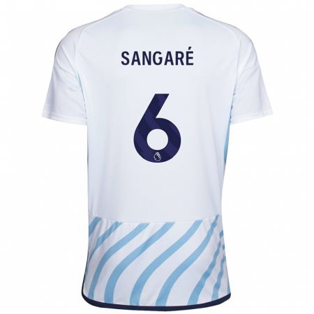 Kandiny Bambino Maglia Ibrahim Sangaré #6 Bianco Blu Kit Gara Away 2023/24 Maglietta