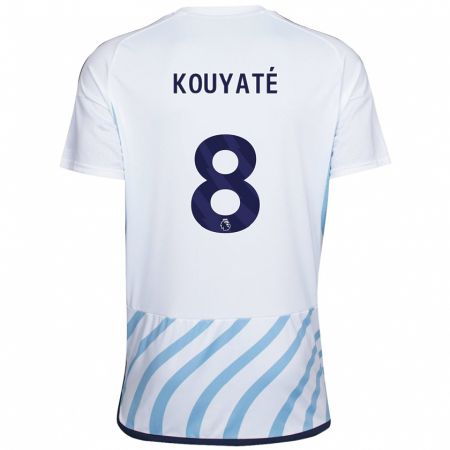 Kandiny Bambino Maglia Cheikhou Kouyaté #8 Bianco Blu Kit Gara Away 2023/24 Maglietta