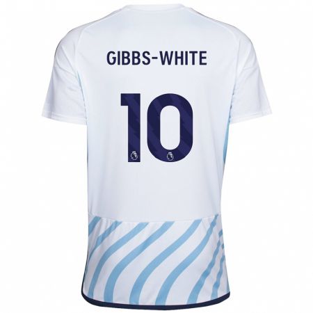 Kandiny Bambino Maglia Morgan Gibbs-White #10 Bianco Blu Kit Gara Away 2023/24 Maglietta