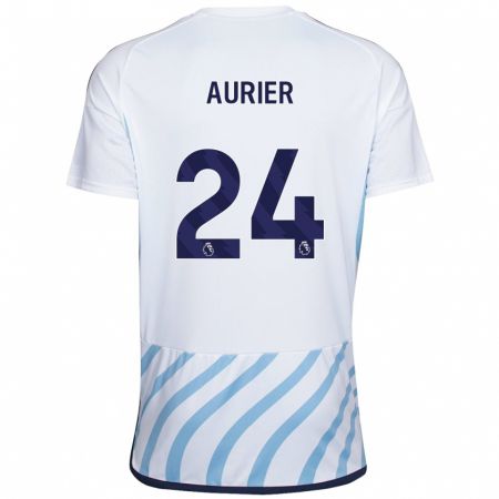 Kandiny Bambino Maglia Serge Aurier #24 Bianco Blu Kit Gara Away 2023/24 Maglietta