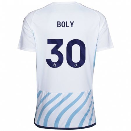 Kandiny Bambino Maglia Willy Boly #30 Bianco Blu Kit Gara Away 2023/24 Maglietta