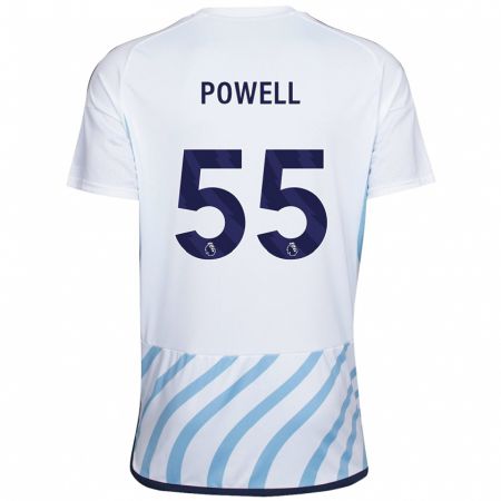 Kandiny Bambino Maglia Josh Powell #55 Bianco Blu Kit Gara Away 2023/24 Maglietta