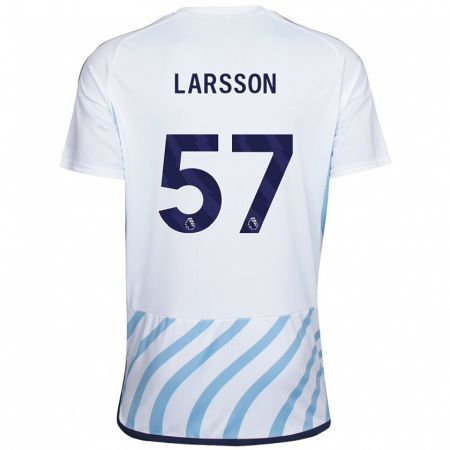 Kandiny Kinderen Julian Larsson #57 Wit Blauw Uitshirt Uittenue 2023/24 T-Shirt België